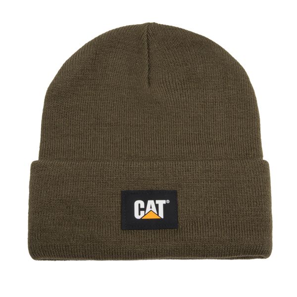 Cat Label Cuff Beanie, Army Moss, dynamic