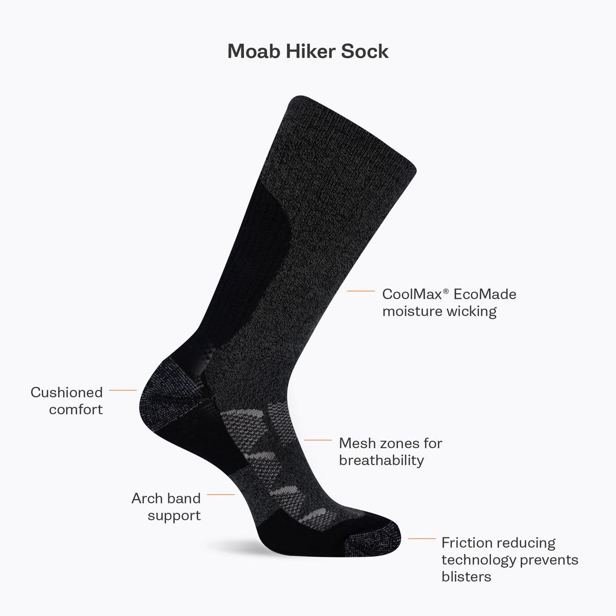 Moab Hiking Crew Sock, Burnt Orange, dynamic