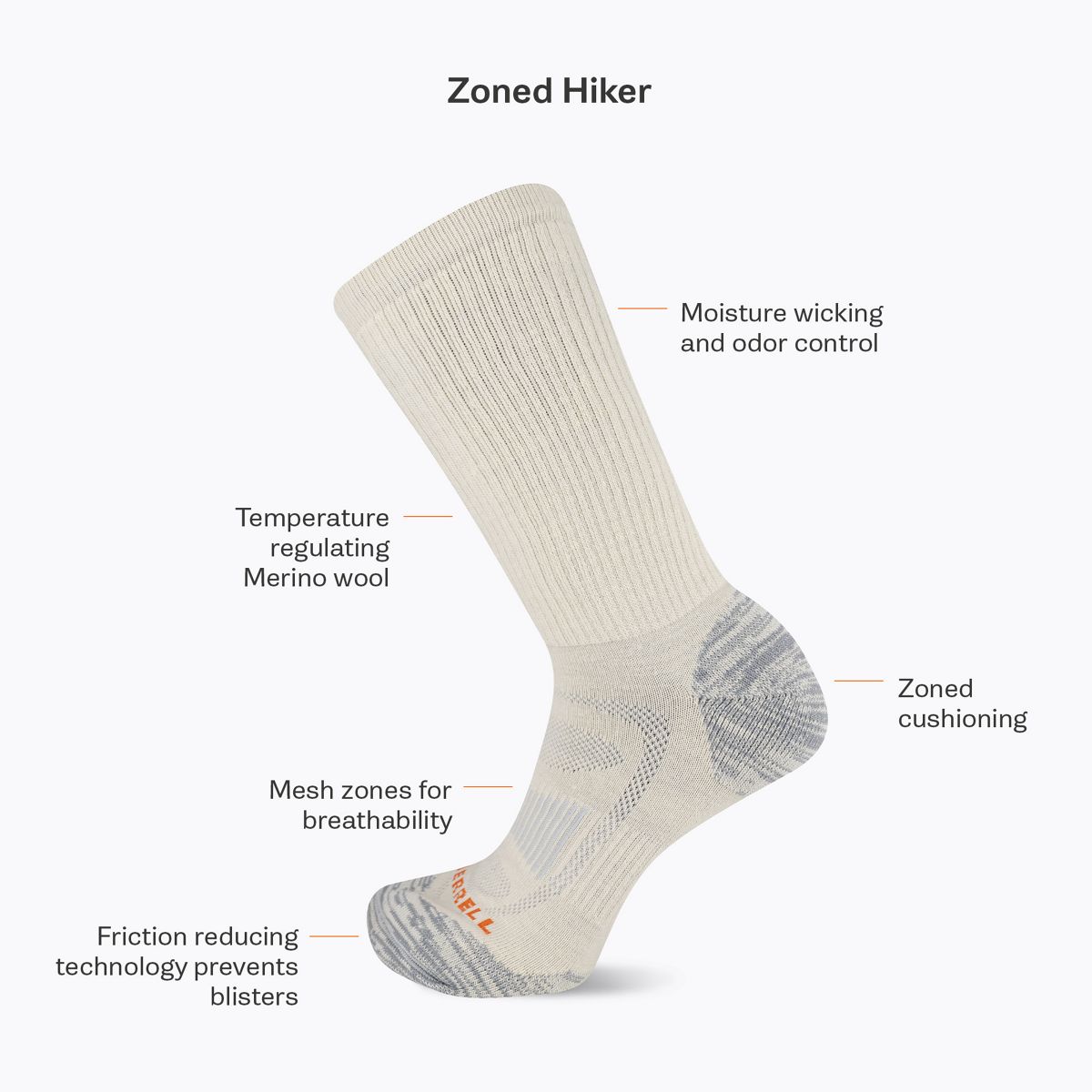 Zoned Hiker Crew Sock, White, dynamic 4