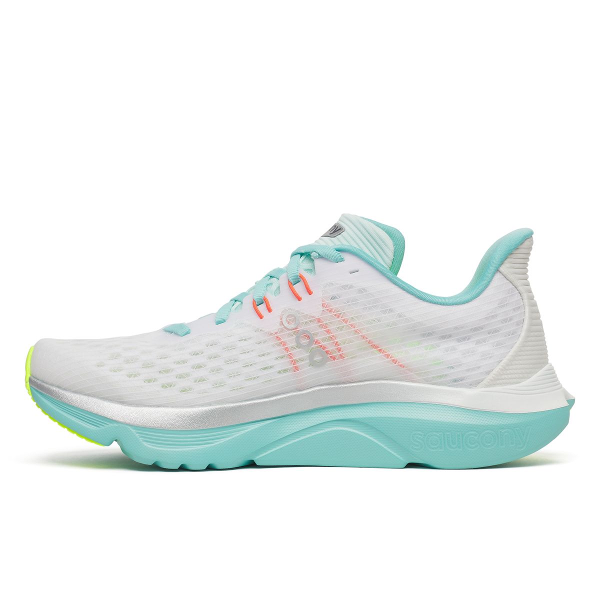 Kinvara 16, White | Aqua, dynamic 3