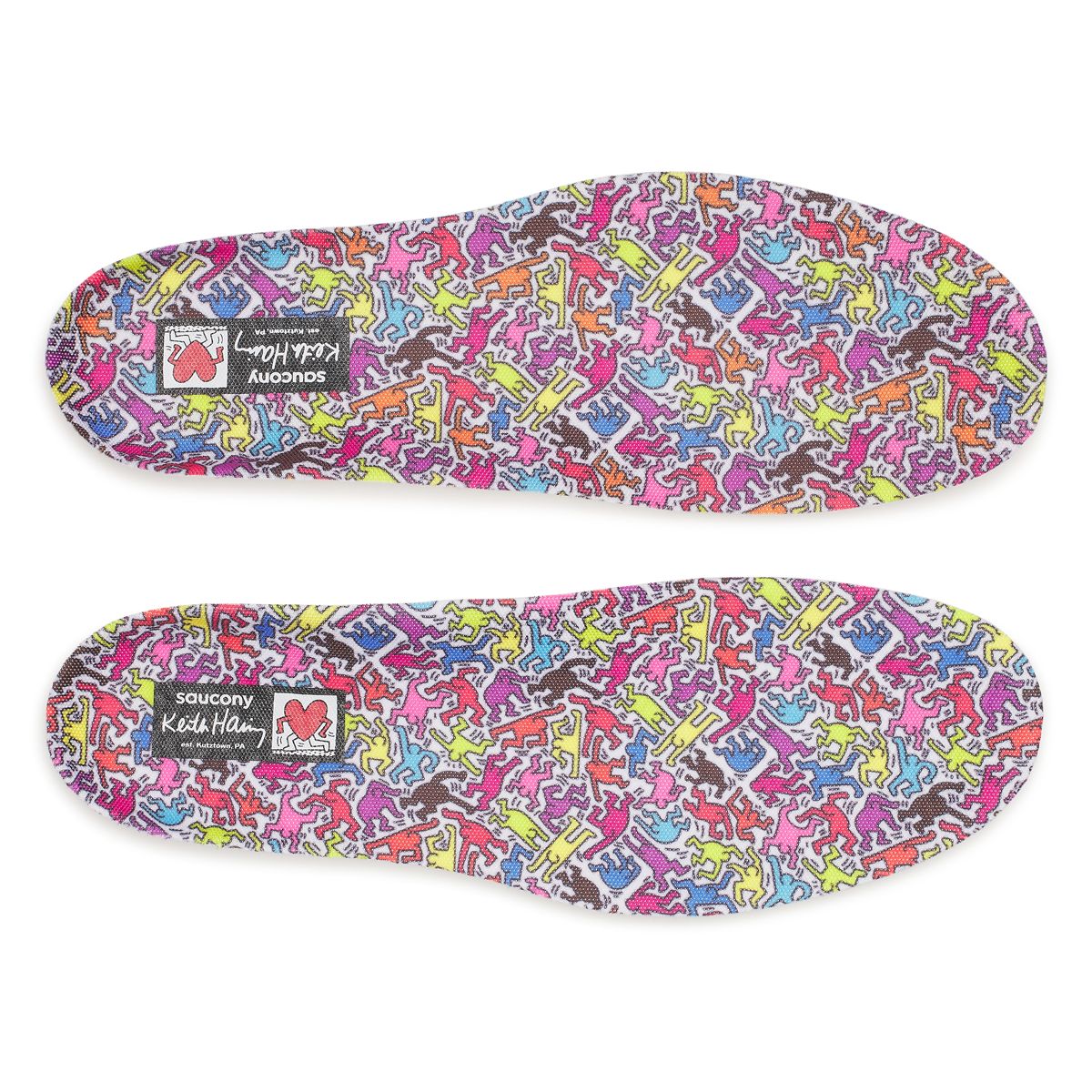 Keith Haring X Saucony Ride 18, White | Aqua | Pink, dynamic 5
