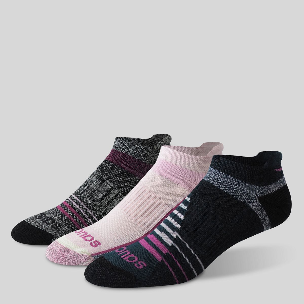 Inferno Merino Wool Blend No Show 3-Pack Sock, Pink, dynamic