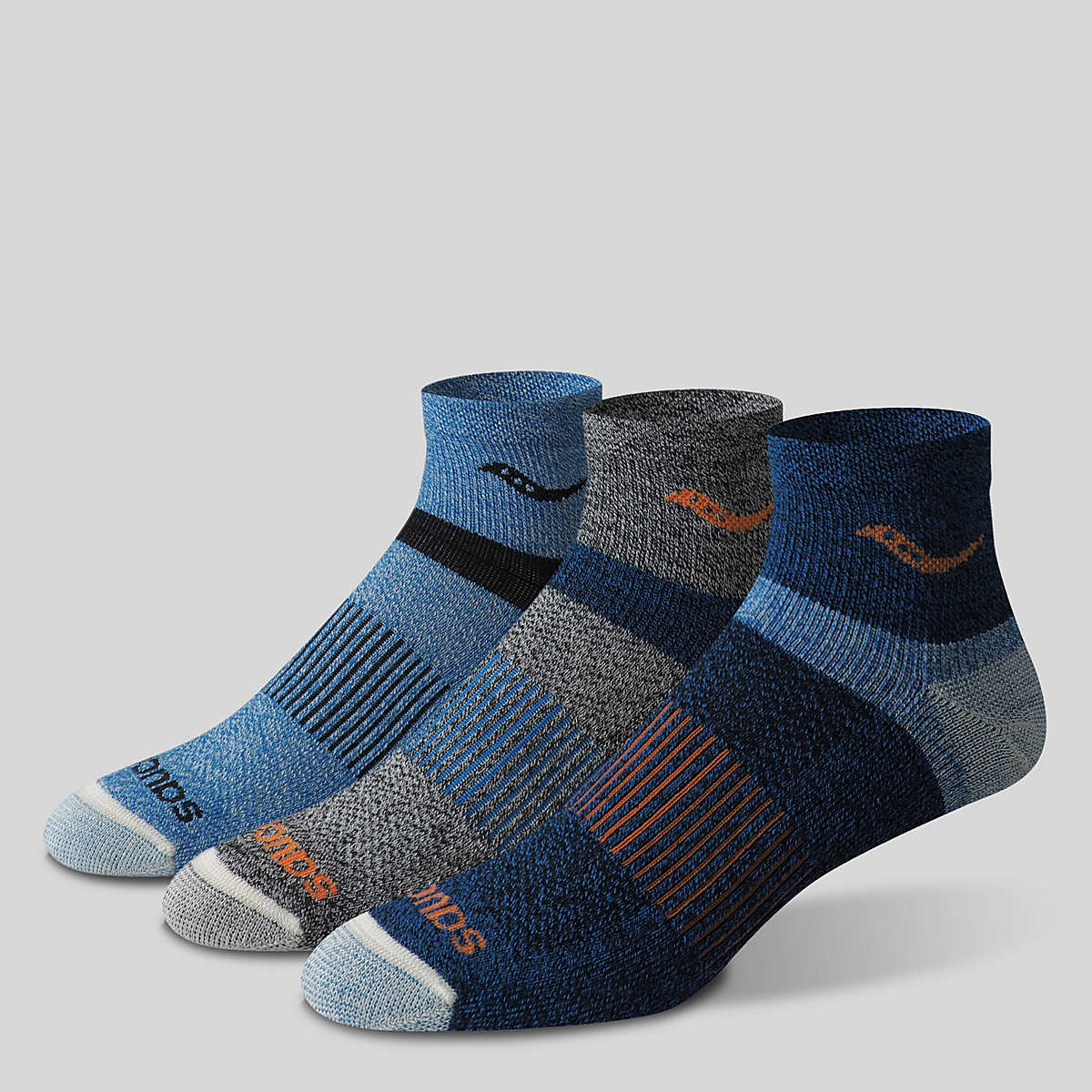 Inferno Merino Wool Blend Quarter 3-Pack Sock, Blue Assorted, dynamic 1