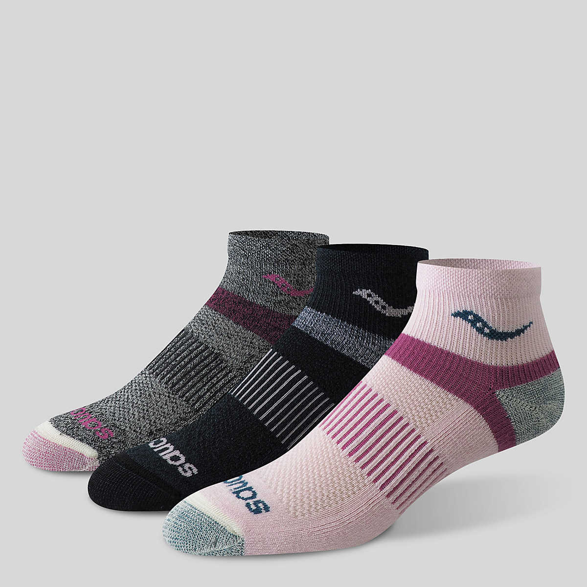 Inferno Merino Wool Blend Quarter 3-Pack Sock, Pink, dynamic 1