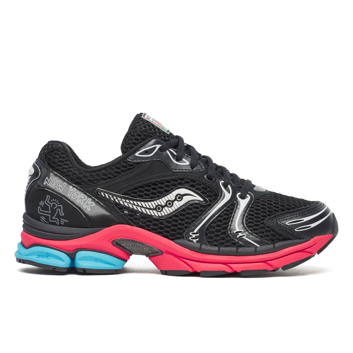 Keith Haring X Saucony NYC ProGrid Triumph 4, Black | Red, dynamic 1
