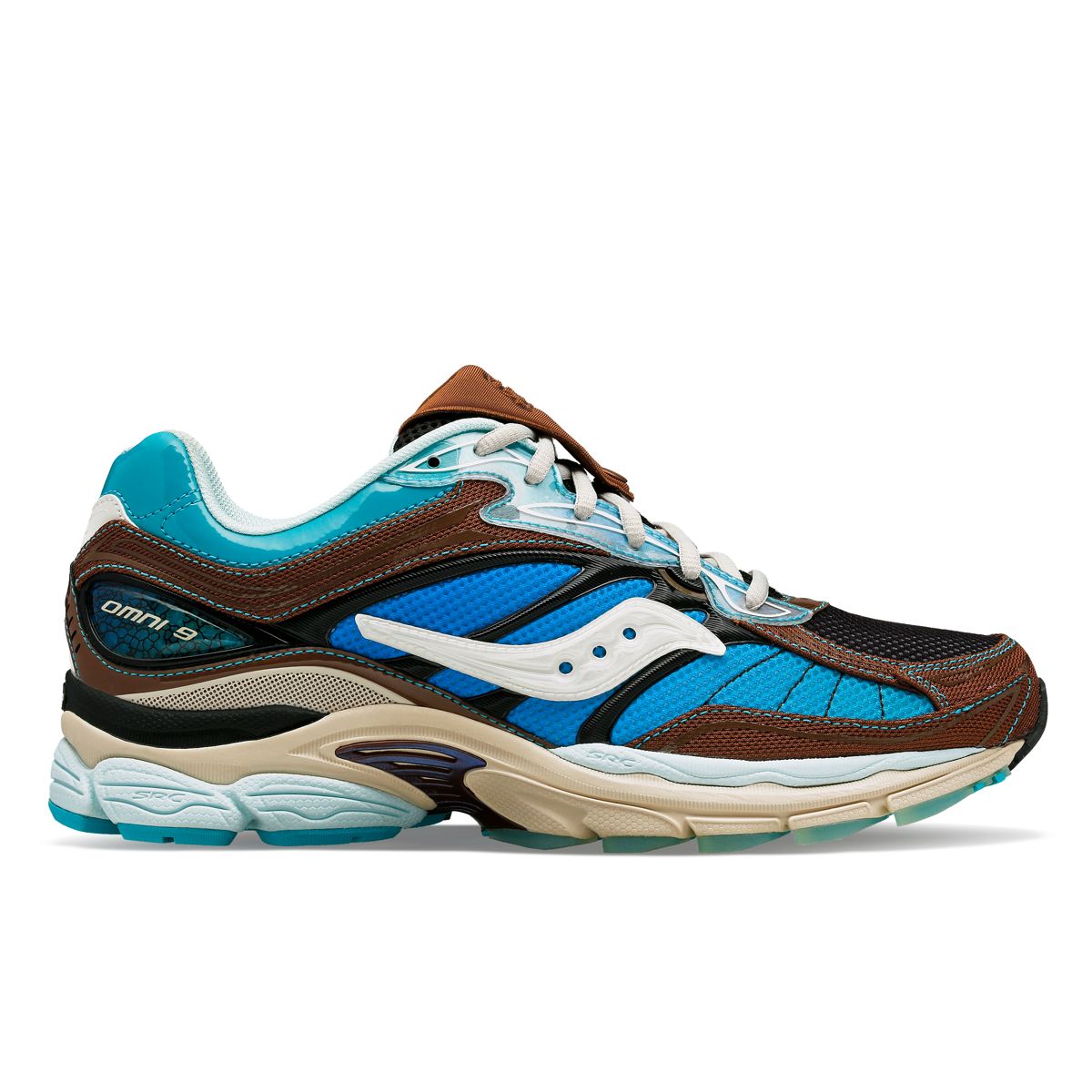 Foot Patrol X Saucony ProGrid Omni 9, Blue | Brown, dynamic 1