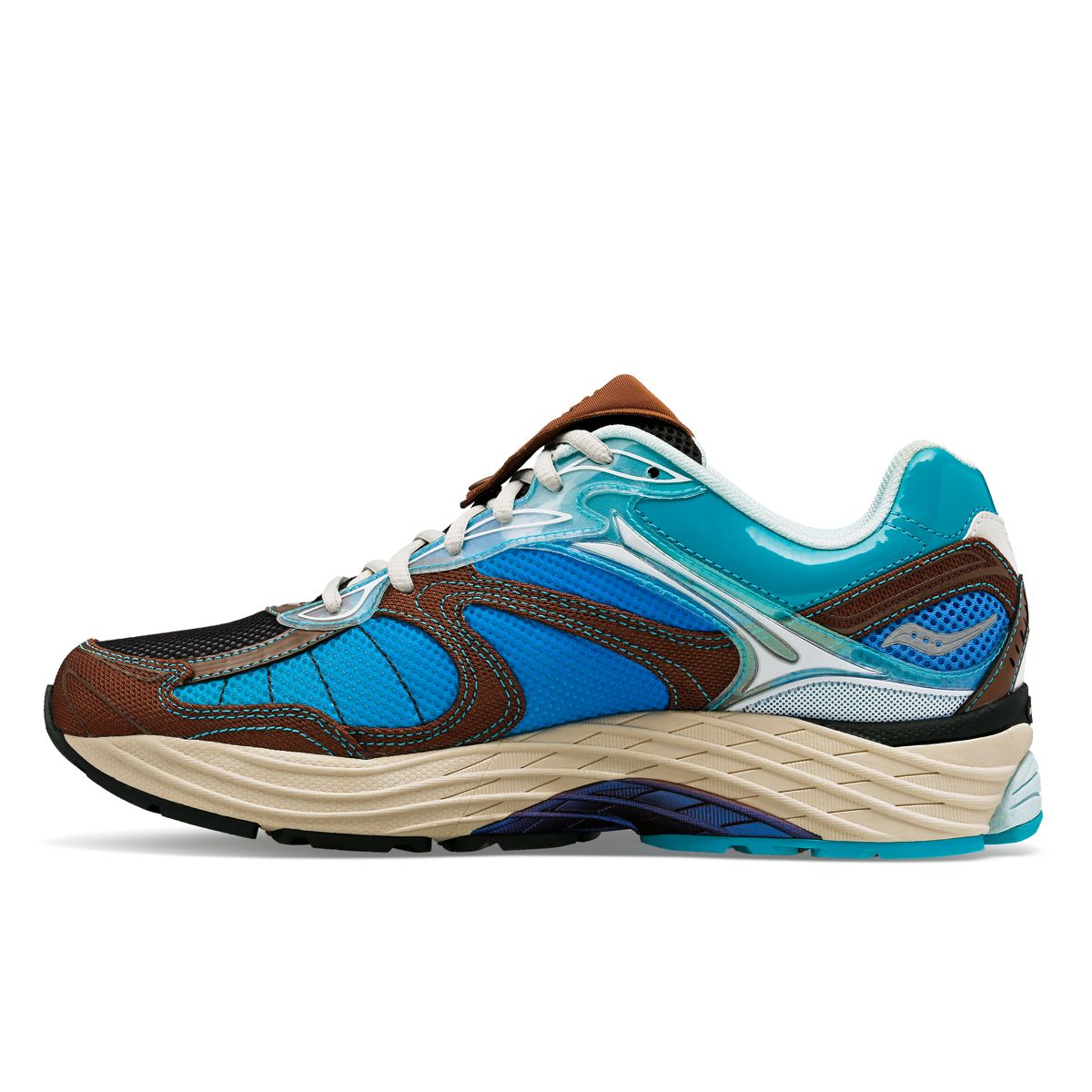 Foot Patrol X Saucony ProGrid Omni 9, Blue | Brown, dynamic 3