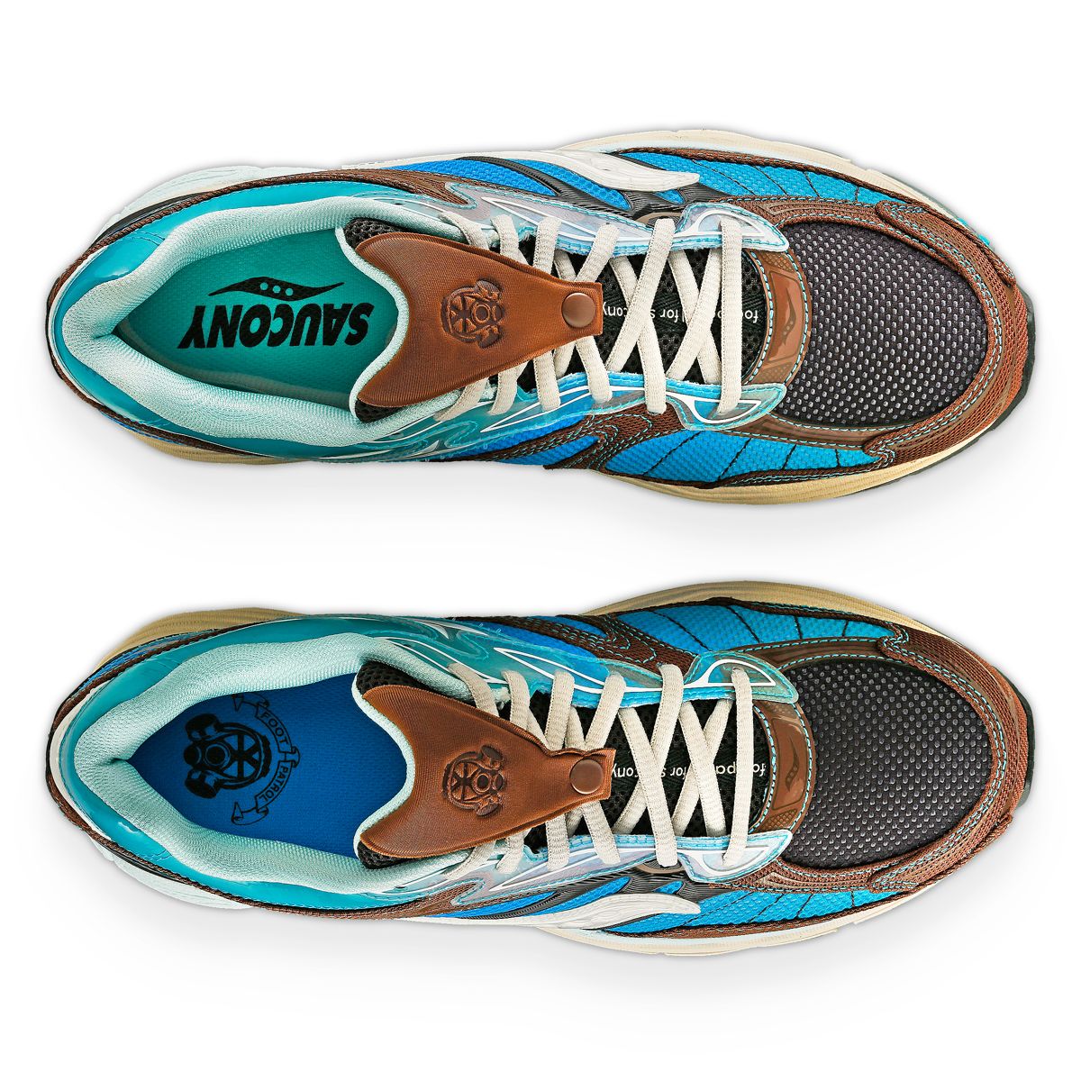 Foot Patrol X Saucony ProGrid Omni 9, Blue | Brown, dynamic 5