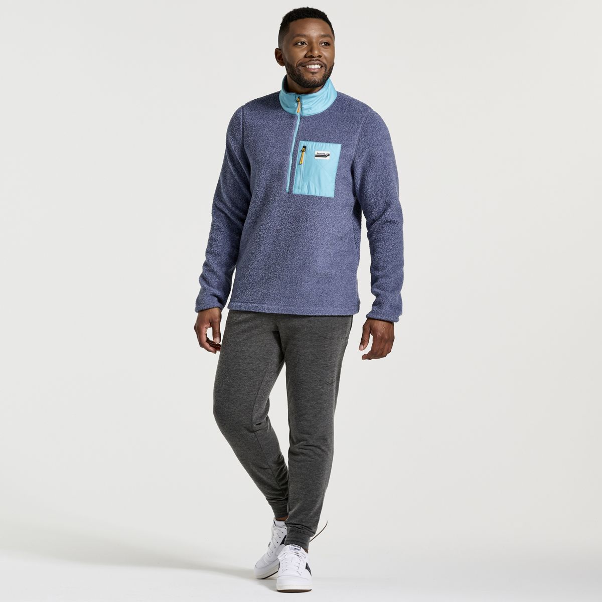 Rested Sherpa 1/4 Zip, Sodalite Heather, dynamic 4
