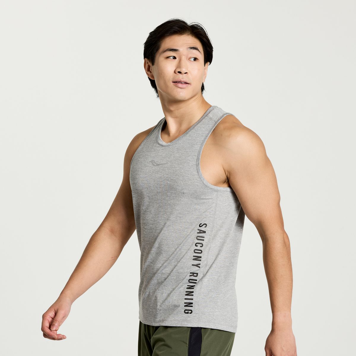 gray racerback tank top, saucony size