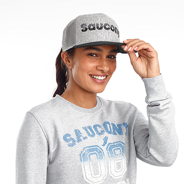 Saucony Trucker Hat, Light Grey Heather Print, dynamic