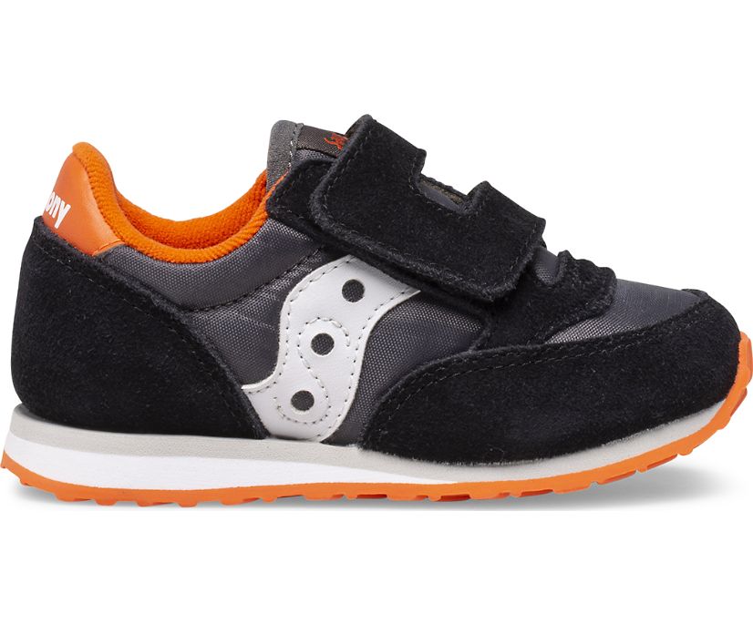 Baby Jazz Hook & Loop Sneaker, Black | Grey | Orange, dynamic 1