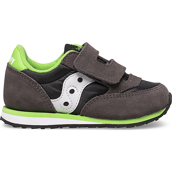 Baby Jazz Hook & Loop Sneaker, Grey | Black | Green, dynamic