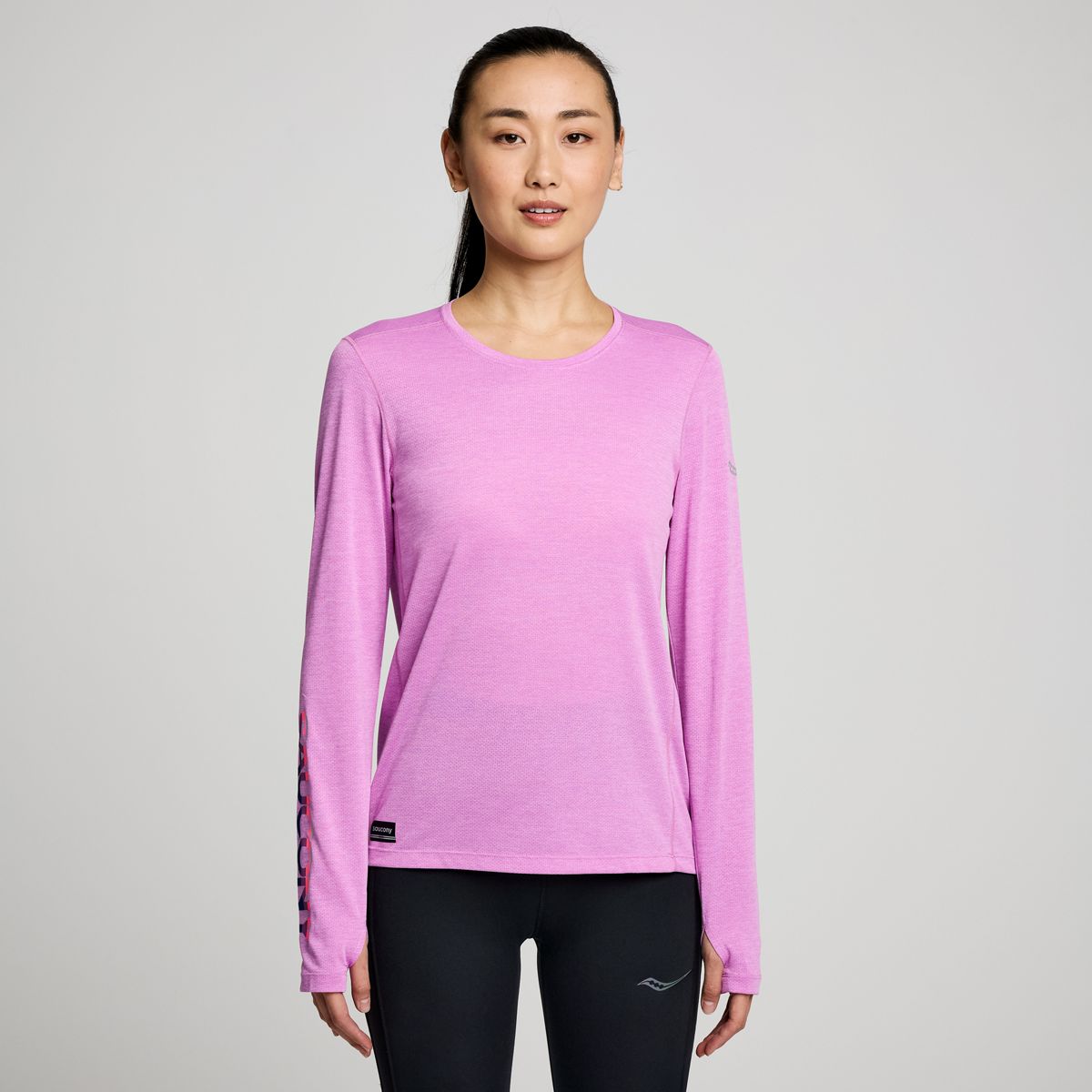 Saucony Half Zip Athletic Breathable Slim Fit Pullover Purple Size