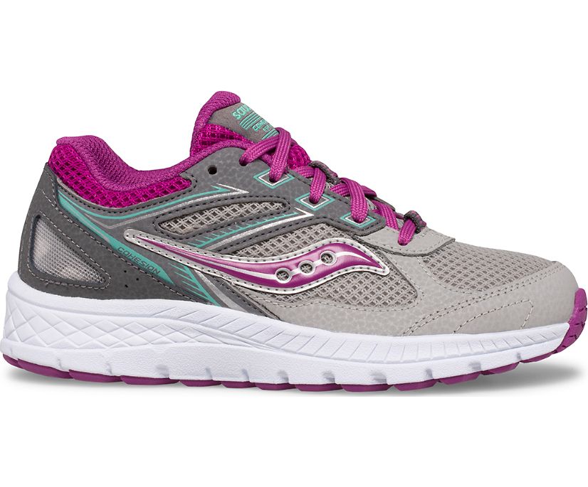 Cohesion 14 Lace Sneaker, Grey | Magenta | Turq, dynamic 1