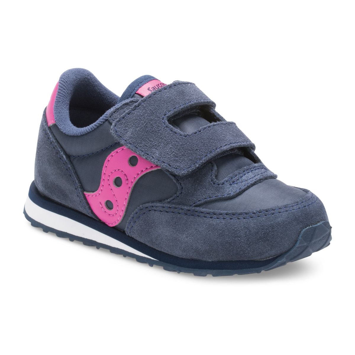 Baby Jazz Hook & Loop Sneaker, Navy/Pink, dynamic 2