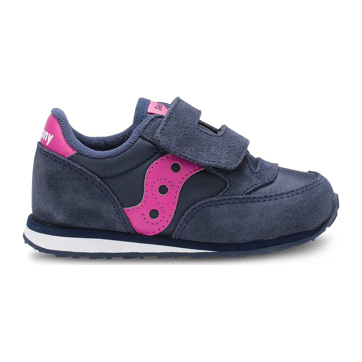 Baby Jazz Hook & Loop Sneaker, Navy/Pink, dynamic 1