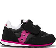 Baby Jazz Hook & Loop Sneaker, Black | Pink, dynamic