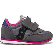 Baby Jazz Hook & Loop Sneaker, Grey | Black | Purple, dynamic