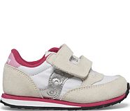 Baby Jazz Hook & Loop Sneaker, White | Silver | Pink, dynamic