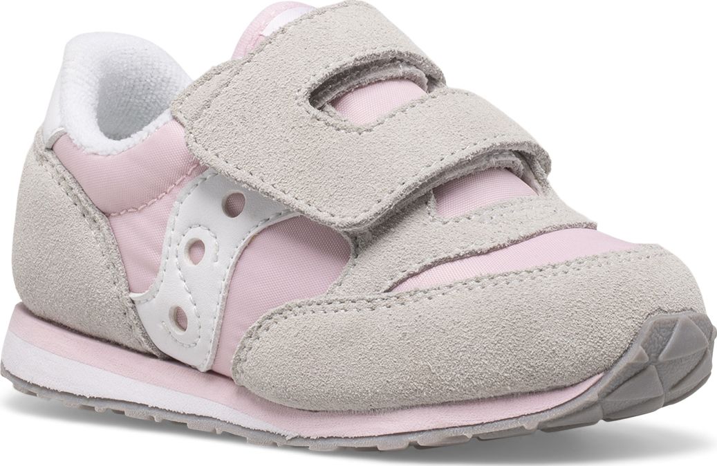 Baby Jazz Hook & Loop Sneaker, Grey | Pink | White, dynamic 2