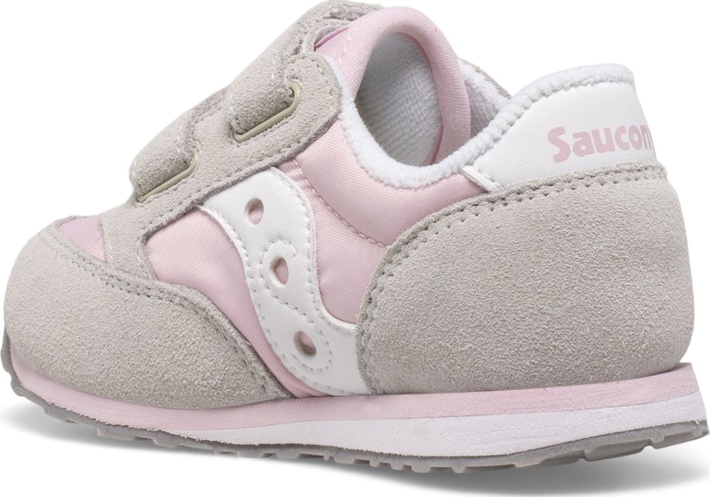 Jazz Hook & Loop Sneaker, Grey/Pink/White, dynamic 3