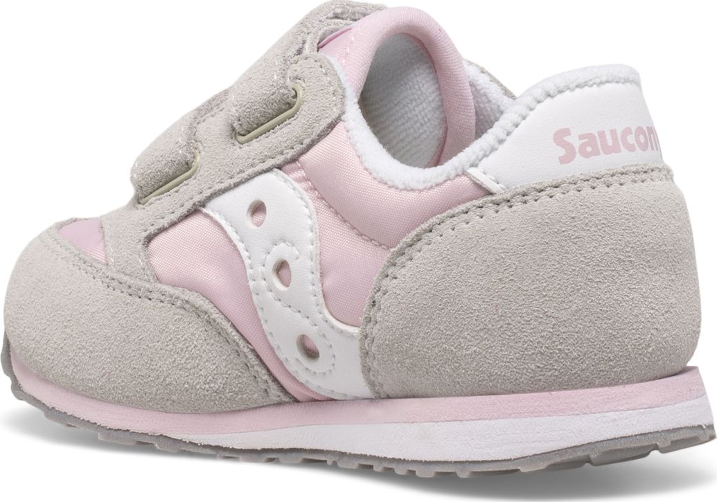 Baby Jazz Hook & Loop Sneaker, Grey | Pink | White, dynamic 3