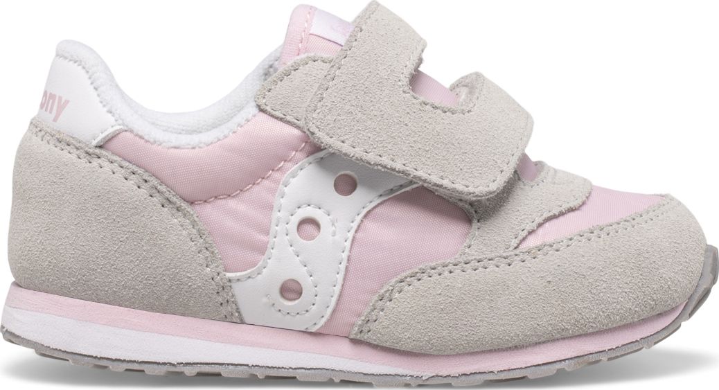 Jazz Hook & Loop Sneaker, Grey/Pink/White, dynamic