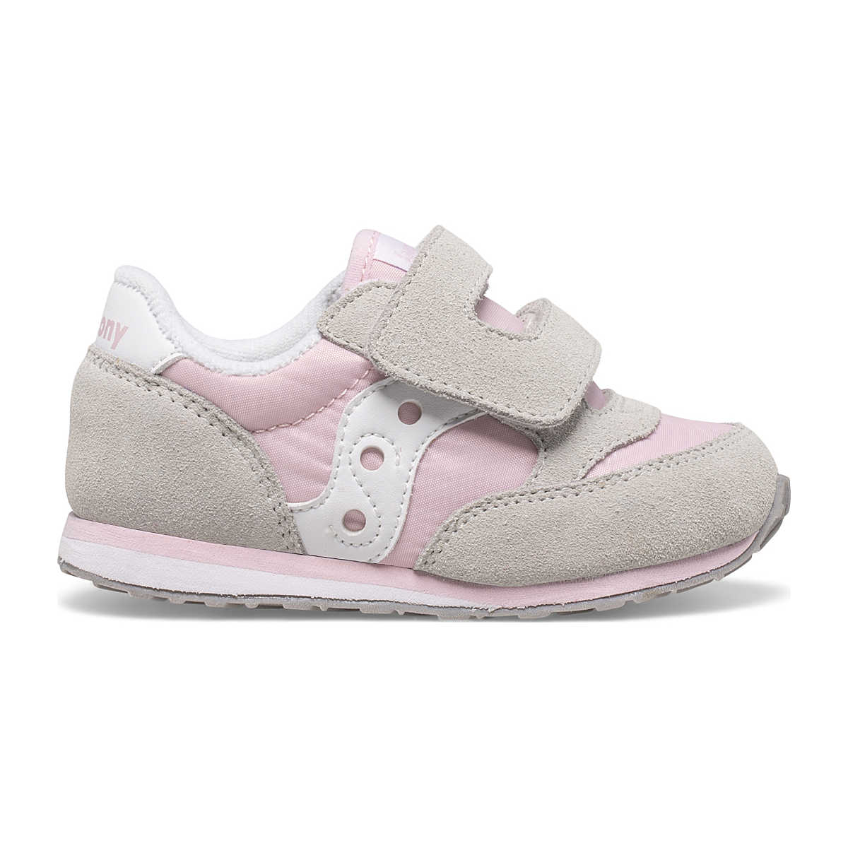 Baby Jazz Hook & Loop Sneaker, Grey | Pink | White, dynamic 1