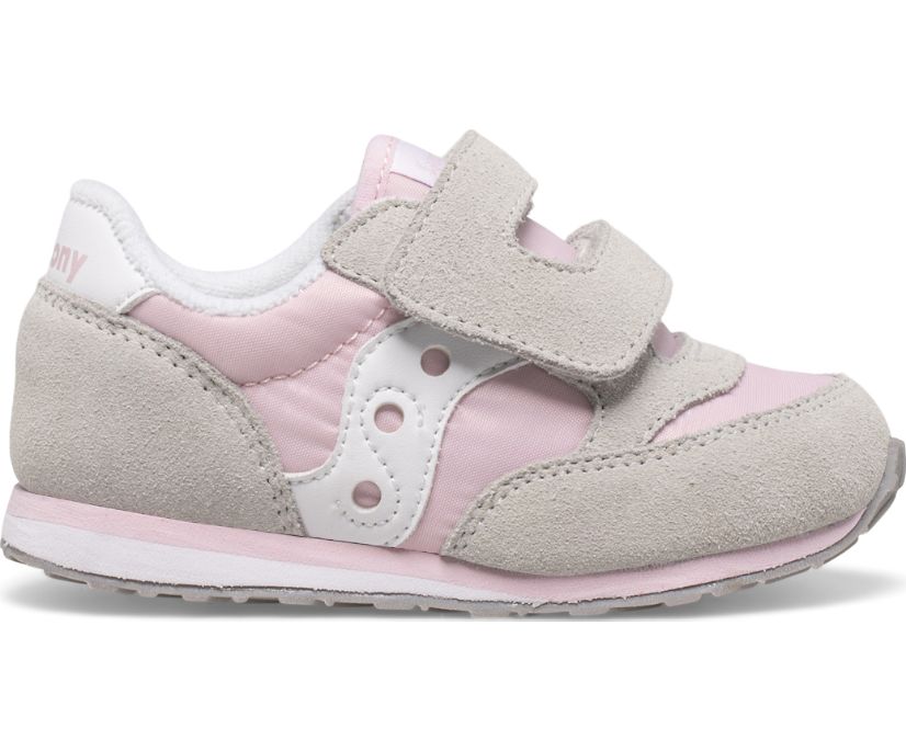Baby Jazz Hook & Loop Sneaker, Grey | Pink | White, dynamic 1