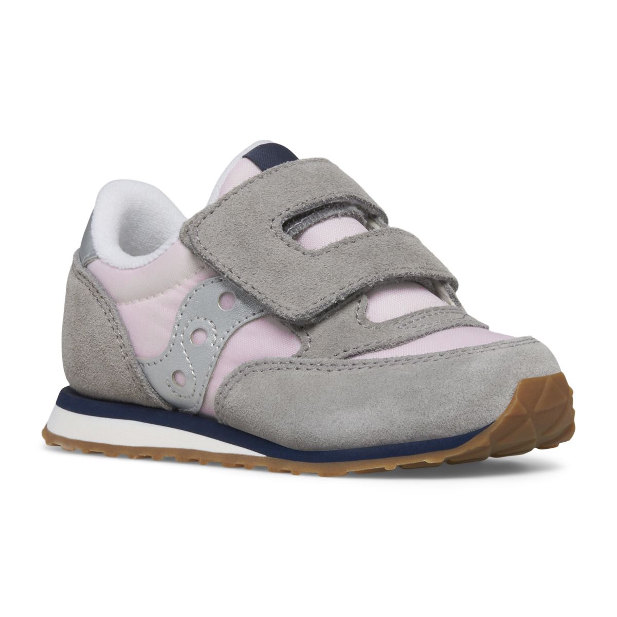 Baby Jazz Hook & Loop Sneaker, Blush/Grey/Silver, dynamic 2