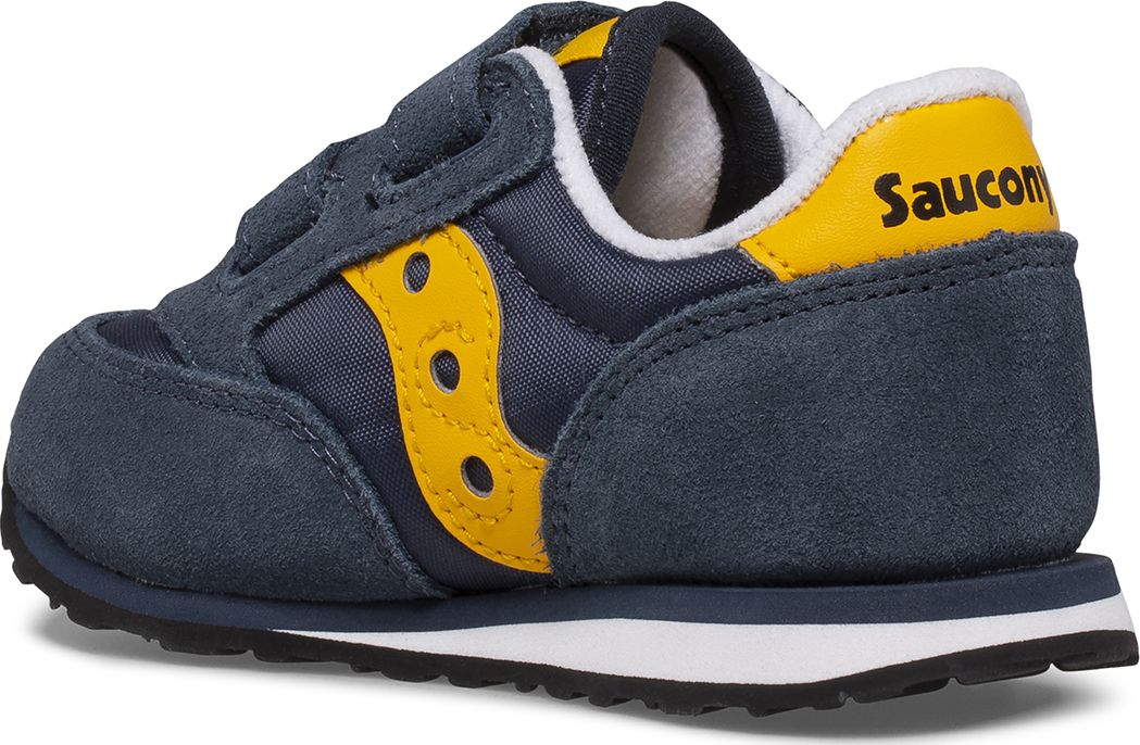 Baby Jazz Hook & Loop Sneaker, Navy | Yellow, dynamic 3