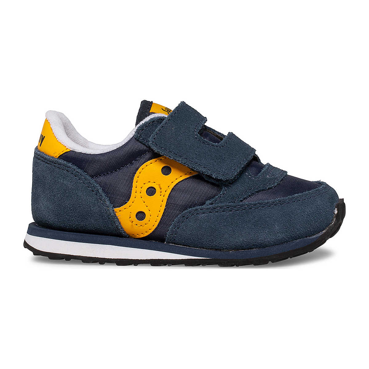 Baby Jazz Hook & Loop Sneaker, Navy | Yellow, dynamic 1
