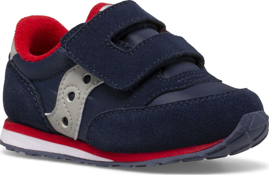 Baby Jazz Hook & Loop Sneaker, Navy/Grey/Red, dynamic 2