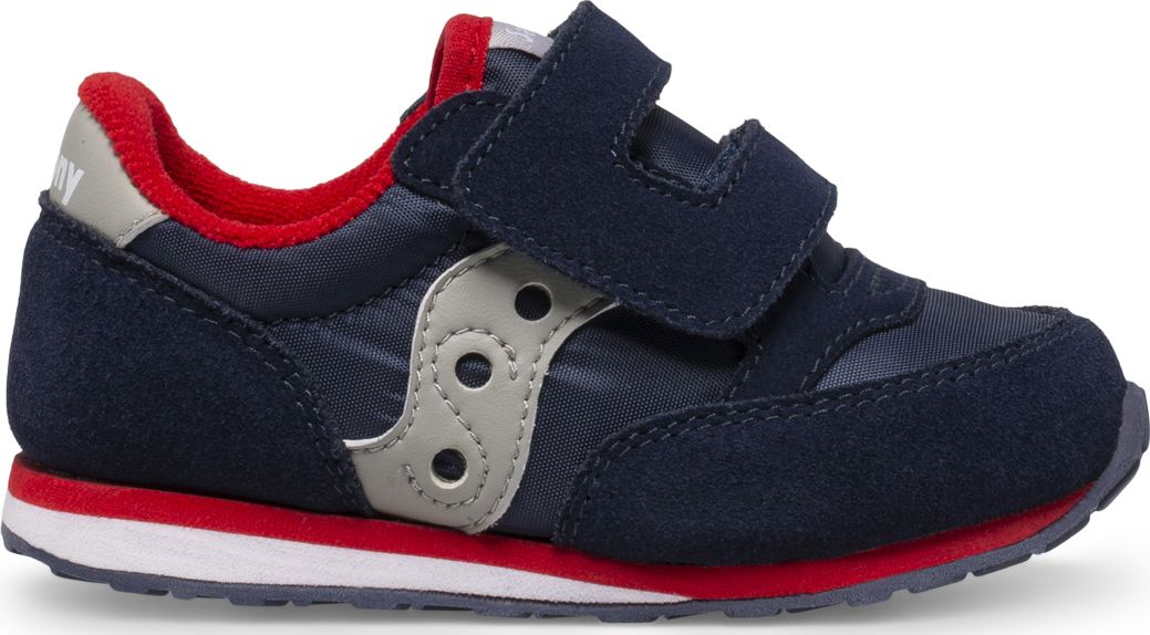 Baby Jazz Hook & Loop Sneaker, Navy/Grey/Red, dynamic