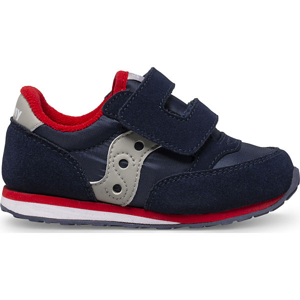 Baby Jazz Hook & Loop Sneaker, Navy/Grey/Red, dynamic