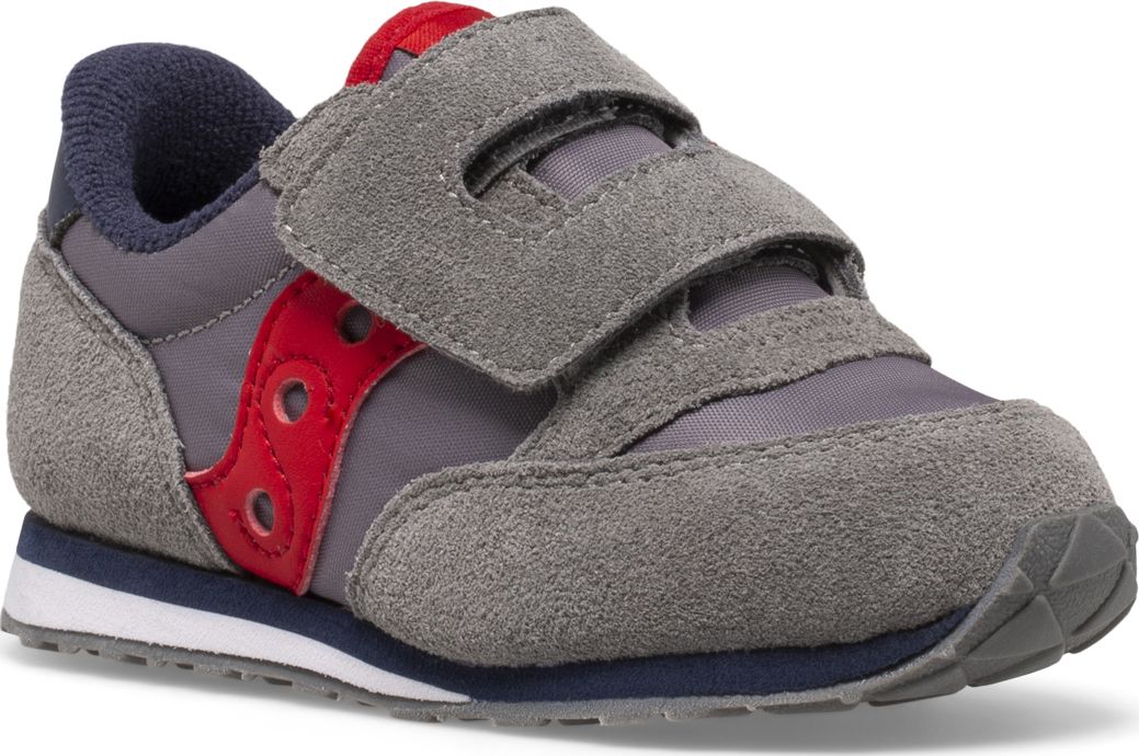 Baby Jazz Hook & Loop Sneaker, Grey/Navy/Red, dynamic 2