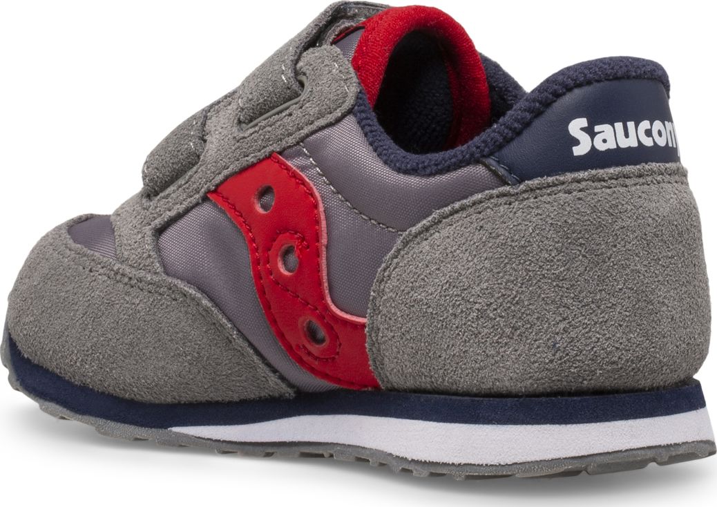 Baby Jazz Hook & Loop Sneaker, Grey/Navy/Red, dynamic 3