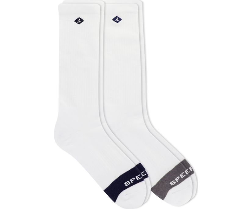 Cotton Crew 2-Pack Sock, White Assorted, dynamic 1