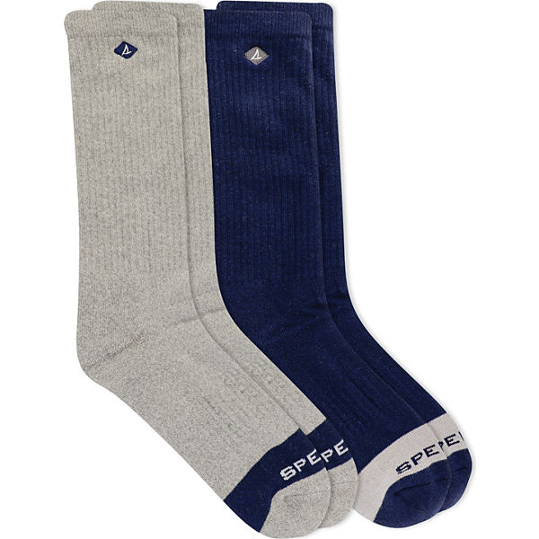 Cotton Crew 2-Pack Sock, Grey Marled Assorted, dynamic