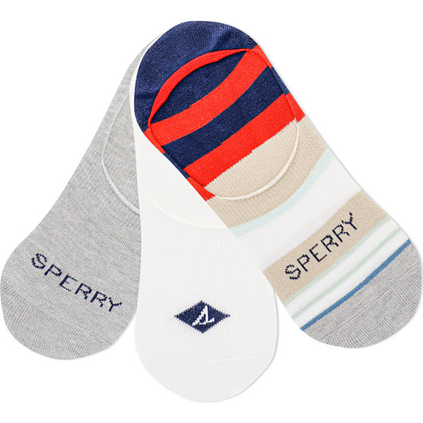 Stripe Sneaker 3-Pack Sock, Grey Heather, dynamic