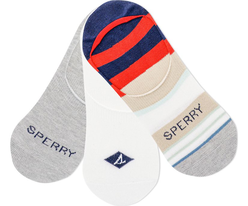 Stripe Sneaker 3-Pack Sock, Grey Heather, dynamic 1