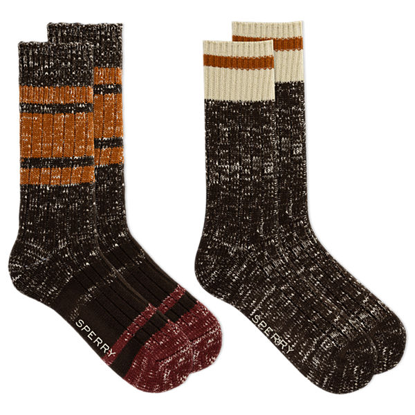 Comfort Boot Crew Sock 2-Pack, Brown Assorted, dynamic