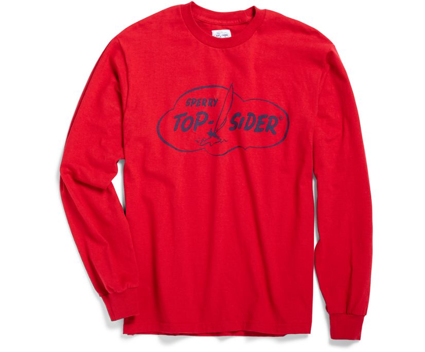 Made in the USA Cloud Long Sleeve T-Shirt, Red, dynamic 1