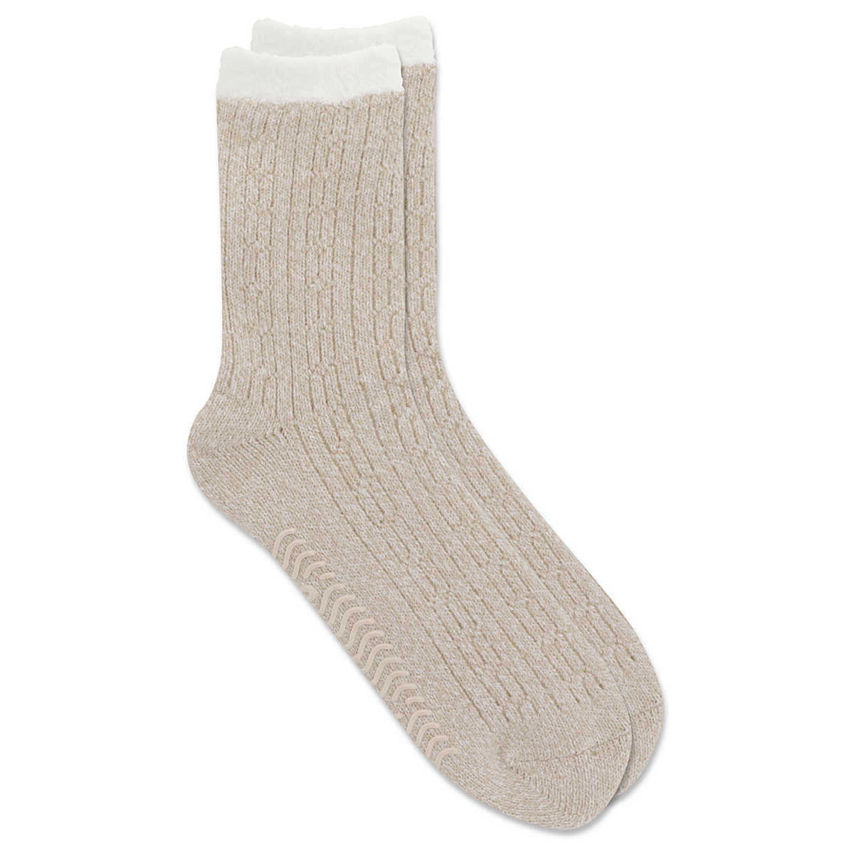 Cable Knit Cabin Cozy Sock, Oatmeal, dynamic 1