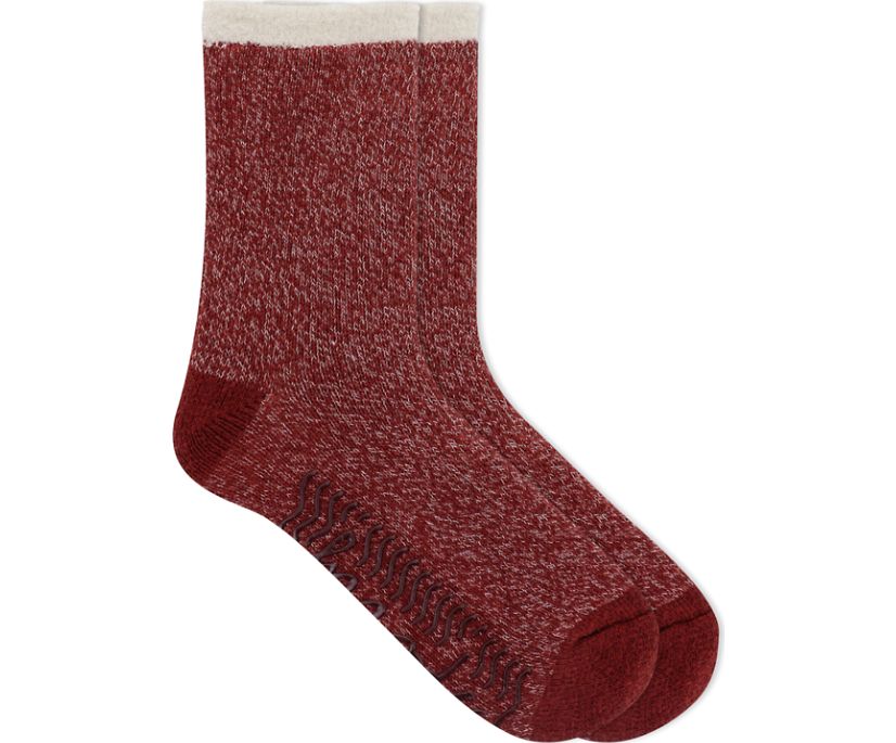 Cable Knit Cabin Cozy Sock, Red, dynamic