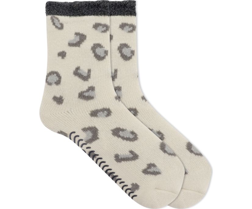 Leopard Cabin Cozy Sock, Ivory, dynamic 1