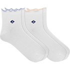 Ribbed Scallop 2-Pack Ankle Sock, White, dynamic 1