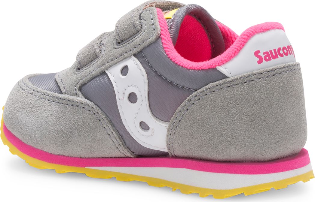 Baby Jazz Hook & Loop Sneaker, Grey / Pink, dynamic 3