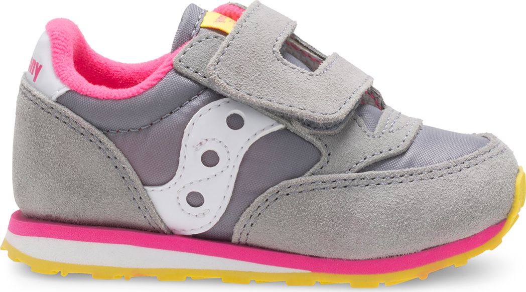 Baby Jazz Hook & Loop Sneaker, Grey / Pink, dynamic 1